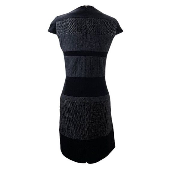 Piazza Sempione Textured Black Dress Velvet and Tweeded Back Zip Size 6 (IT 42) - Picture 6 of 16